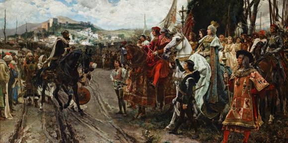 স্পেনের শেষ মুসলিম রাজার সাথে ফারদিনান্দ ও ইসাবেলা